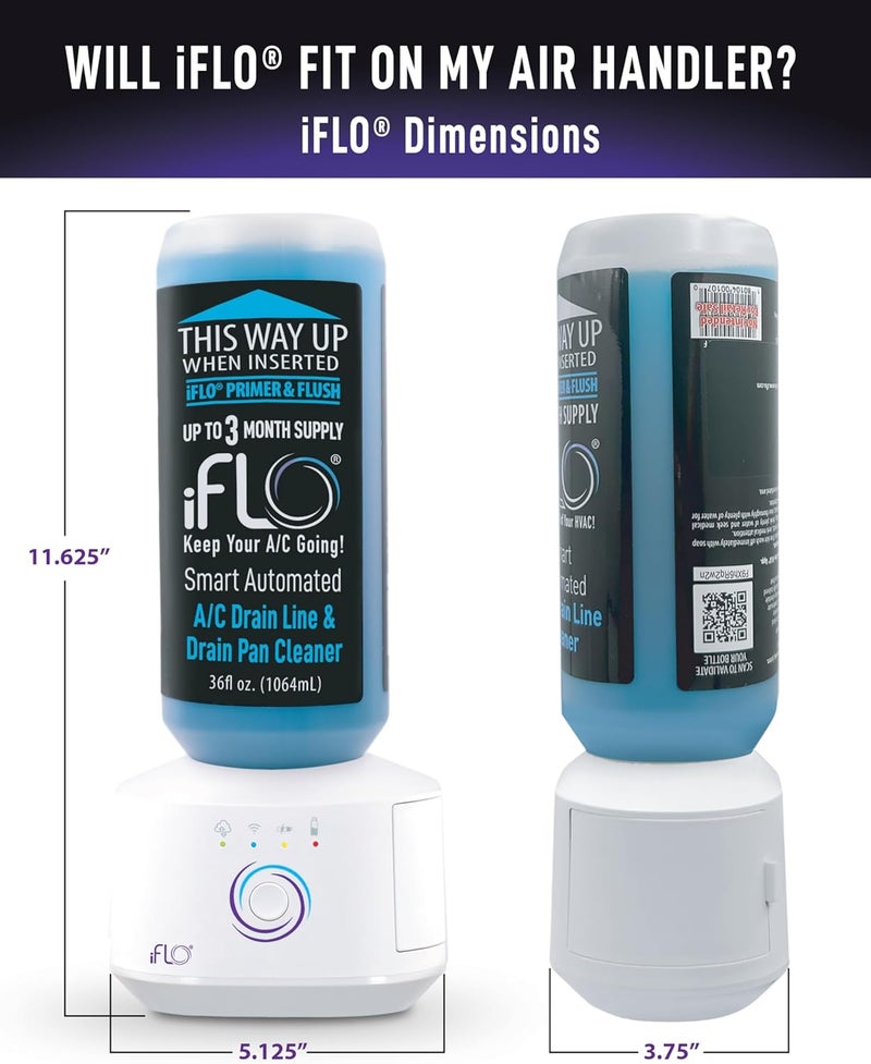 iFLO ® Smart A/C Drain Line and Drain Pan Cleaner for HVAC System, Clog-Free, Easy Installation & App-Controlled Air Conditioner Maintenance, Includes 36oz Cleaner Cartridge Concentrate, 6 Month Supply - Image 2